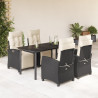 5 pcs conjunto de jantar p/ jardim c/ almofadões vime PE preto 1