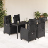 Set de muebles jardín 5 pzas con cojines ratán sintético negro 1
