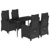 Set de muebles jardín 5 pzas con cojines ratán sintético negro 2