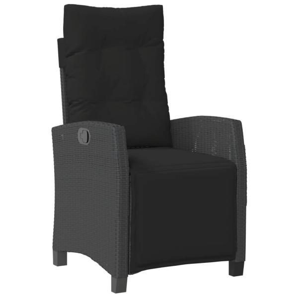 5 pcs conjunto de jantar p/ jardim c/ almofadões vime PE preto M 3