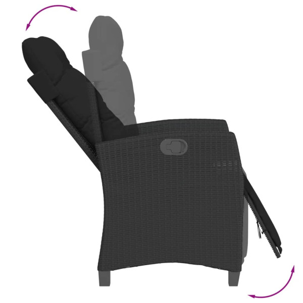 5 pcs conjunto de jantar p/ jardim c/ almofadões vime PE preto M 4