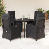 Set de muebles jardín 5 pzas con cojines ratán sintético negro 1