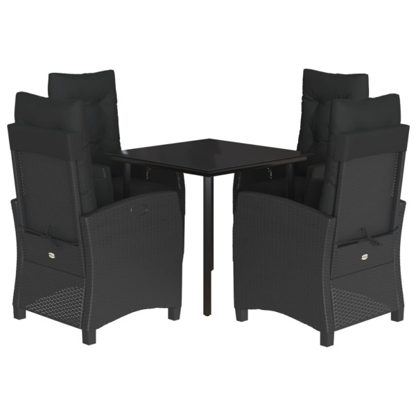 Set de muebles jardín 5 pzas con cojines ratán sintético negro M 2