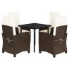 Set comedor de jardín 5 piezas y cojines ratán sintético marrón 2