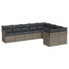 9 pcs conjunto sofás p/ jardim com almofadões vime PE cinzento 2