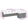 9 pcs conjunto sofás p/ jardim com almofadões vime PE cinzento 3