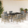 Set comedor de jardín 7 pzas con cojines ratán sintético beige 1