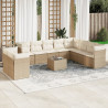 Set de sofás de jardín 11pzas con cojines ratán sintético beige 1