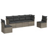 6 pcs conjunto sofás de jardim com almofadões vime cinzento 2