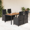 Set de muebles jardín 5 pzas con cojines ratán sintético negro 1