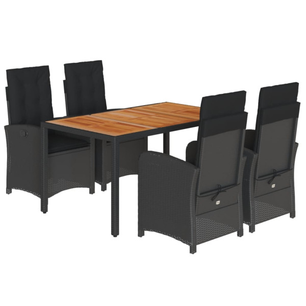 Set de muebles jardín 5 pzas con cojines ratán sintético negro M 2