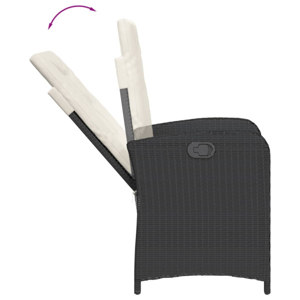 5 pcs conjunto de jantar p/ jardim c/ almofadões vime PE preto M 5