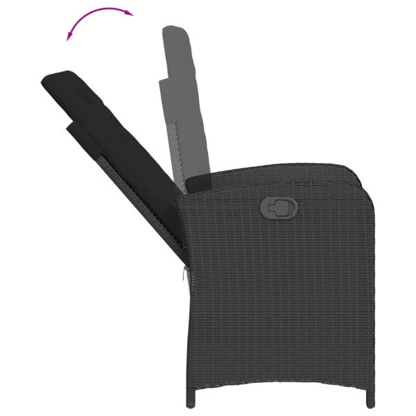 Set de comedor de jardín 7 pzas y cojines ratán sintético negro M 4