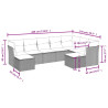 Set de muebles de jardín 9 pzas y cojines ratán sintético gris 3