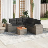 6 pcs conjunto sofás de jardim com almofadões vime cinzento 1