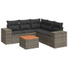 6 pcs conjunto sofás de jardim com almofadões vime cinzento 2