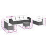 Set de muebles de jardín 9 pzas y cojines ratán sintético gris 3