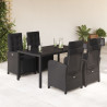 Set de muebles jardín 5 pzas con cojines ratán sintético negro 1