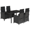 Set de muebles jardín 5 pzas con cojines ratán sintético negro 2