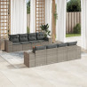 Set de muebles de jardín 9 pzas y cojines ratán sintético gris 1