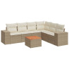 Set sofás de jardín 7 piezas y cojines ratán sintético beige 2