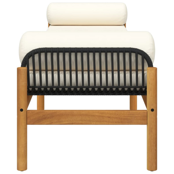 Banco de jardim com almofadão acácia e vime PE preto M 5