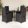 5 pcs conjunto de jantar p/ jardim c/ almofadões vime PE preto 1