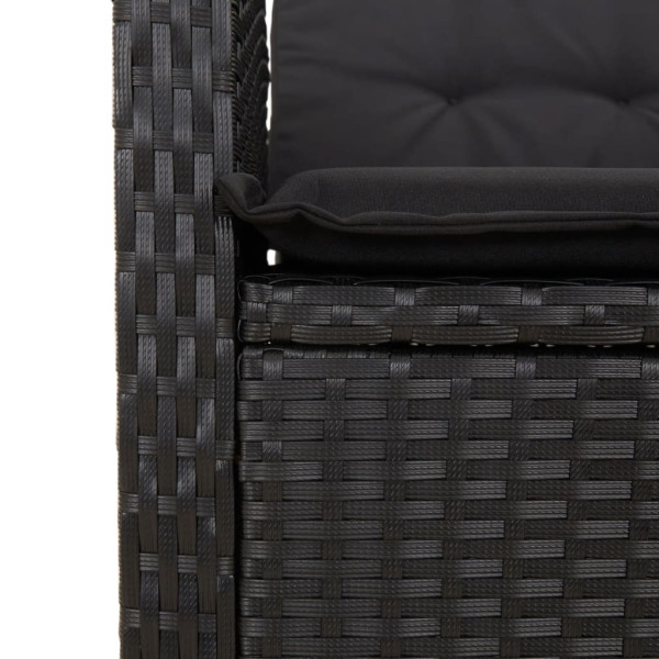5 pcs conjunto de jantar p/ jardim c/ almofadões vime PE preto M 5