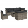 Set de muebles de jardín 9 pzas y cojines ratán sintético gris 2