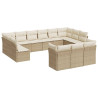 Set sofás de jardín con cojines 13 pzas ratán sintético beige 2