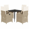 Set comedor de jardín 5 pzas con cojines ratán sintético beige 2