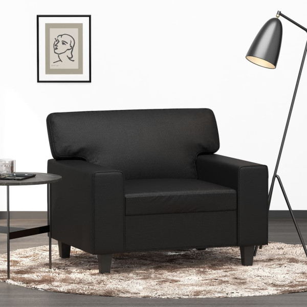 Sillón cuero sintético negro 60 cm D