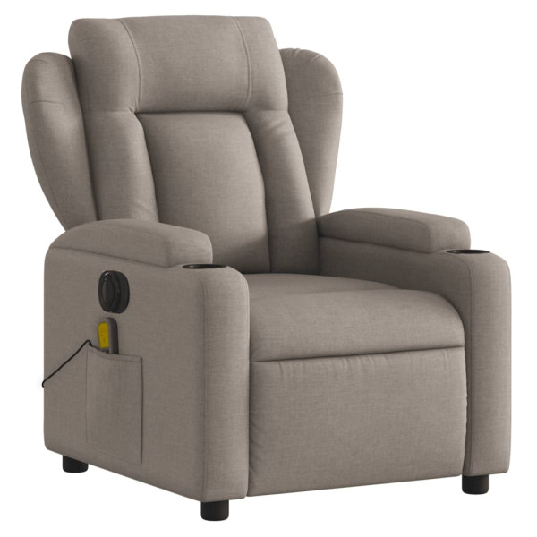 Sillón reclinable de masaje eléctrico tela gris taupe M 3