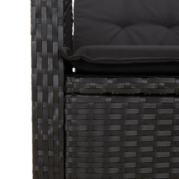 5 pcs conjunto de jantar p/ jardim c/ almofadões vime PE preto M 5