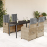 Set comedor de jardín 5 pzas con cojines ratán sintético beige 1