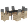 Set comedor de jardín 7 pzas con cojines ratán sintético beige 2
