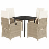 Set comedor de jardín 5 pzas con cojines ratán sintético beige 2