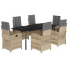 Set comedor de jardín 7 pzas con cojines ratán sintético beige 2