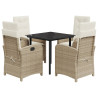 Set comedor de jardín 5 pzas con cojines ratán sintético beige 2