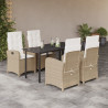Set comedor de jardín 5 pzas con cojines ratán sintético beige 1