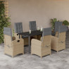 Set comedor de jardín 7 pzas con cojines ratán sintético beige 1