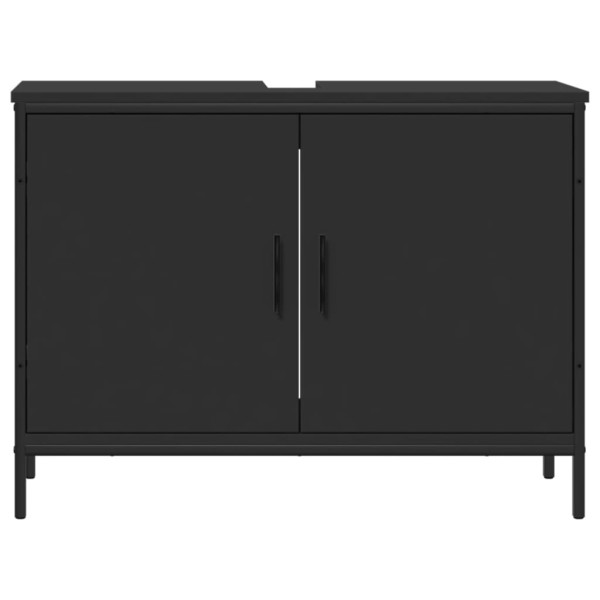 Armario para lavabo de baño madera ingeniería negro 80x30x60 cm M 5