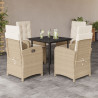 Set comedor de jardín 5 pzas con cojines ratán sintético beige 1