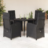 5 pcs conjunto de jantar p/ jardim c/ almofadões vime PE preto 1