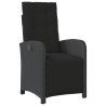 5 pcs conjunto de jantar p/ jardim c/ almofadões vime PE preto 5