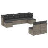 Set de muebles de jardín 9 pzas y cojines ratán sintético gris 2
