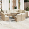 Set sofás de jardín con cojines 13 pzas ratán sintético beige 1