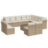 Set sofás de jardín con cojines 13 pzas ratán sintético beige 2