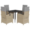 Set comedor de jardín 5 pzas con cojines ratán sintético beige 2