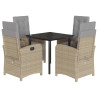 Set comedor de jardín 5 pzas con cojines ratán sintético beige 2